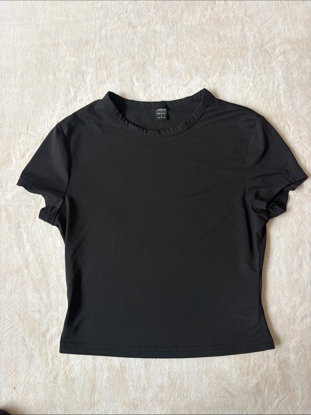 Black Crewneck Short Sleeve Top